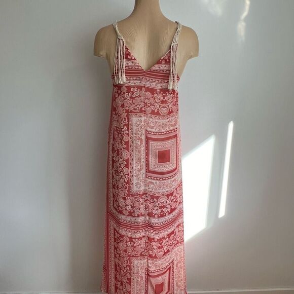 Zara Boho Flowy Coastal Macramé Tassels Maxi Beach Resort Vacation Dress XS / S - Picture 6 of 15